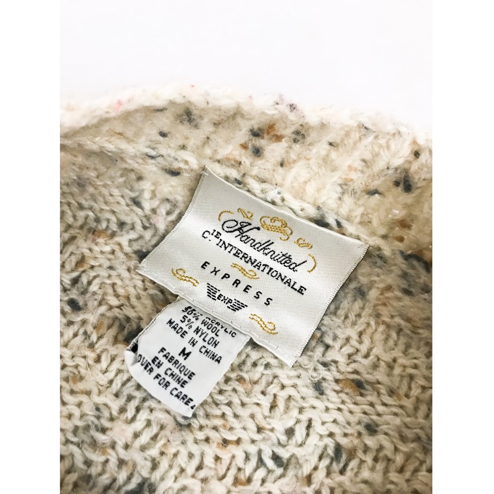 Vintage Express Hand-Knit Sweater in Taupe | Size M - Picture 10 of 11